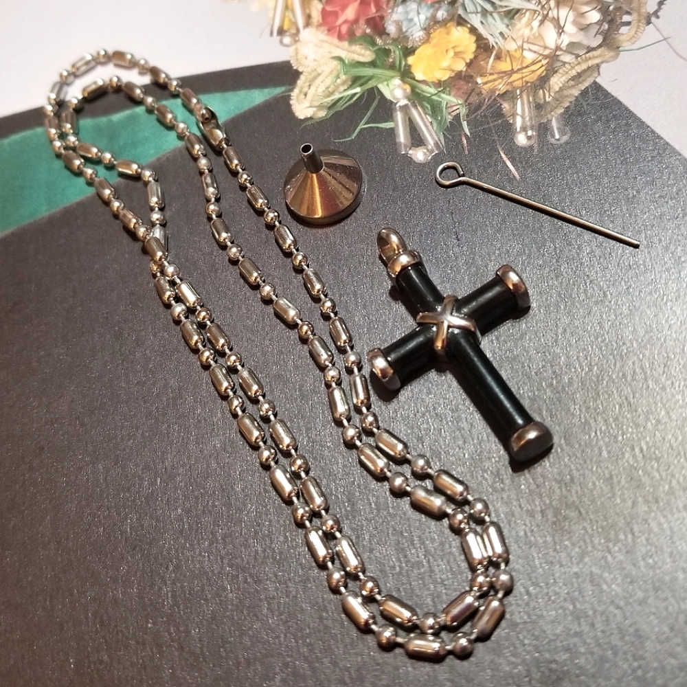 NEW Cremation Keepsake Black Cross Necklace Kit - Picture 4 of 4